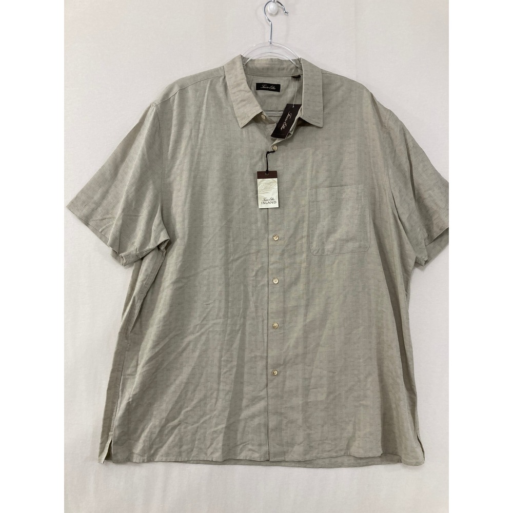 New Tasso Elba Island Shirt XXL Silk Blend Short Sleeve Button Up Vacation
